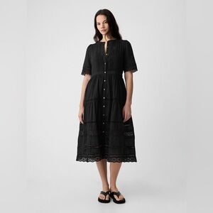 GAP Puff Sleeve Lace Midi Dress Sz Large